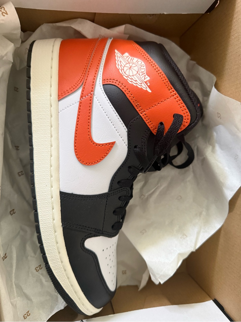 Jordan Men’s High Top Sneakers Black/White with Orange Jumpman